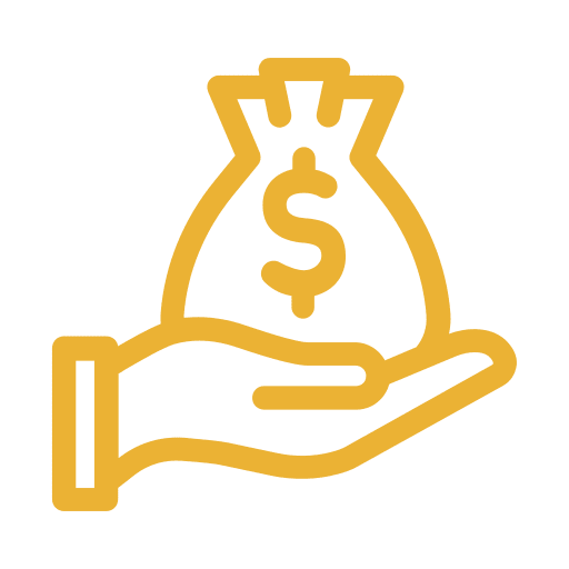 a hand holding a bag of money for loan support